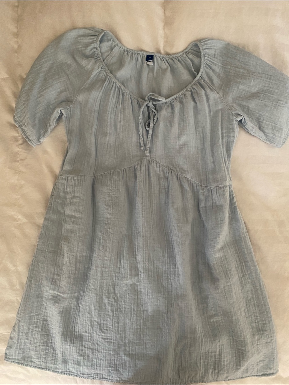 Old Navy Pale Blue Gauze Peasant Tunic with Tie Front